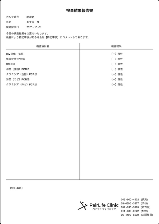柊 アスマ 10月も性病検査オールクリアです✨