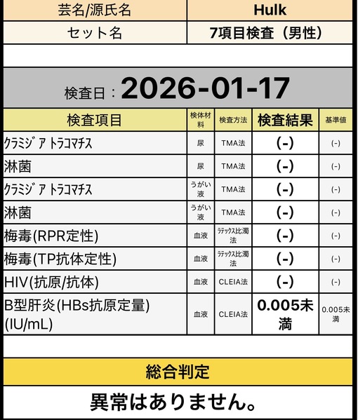 HULK(ﾊﾙｸ) 中間検査🧞‍♂️