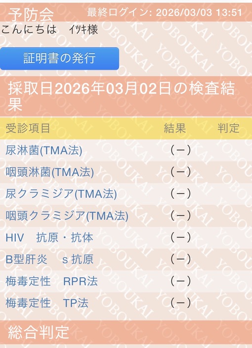 ITSUKI(ｲﾂｷ) 検査結果