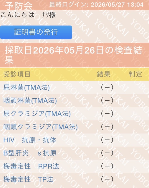 NATSU(ﾅﾂ) 検査結果