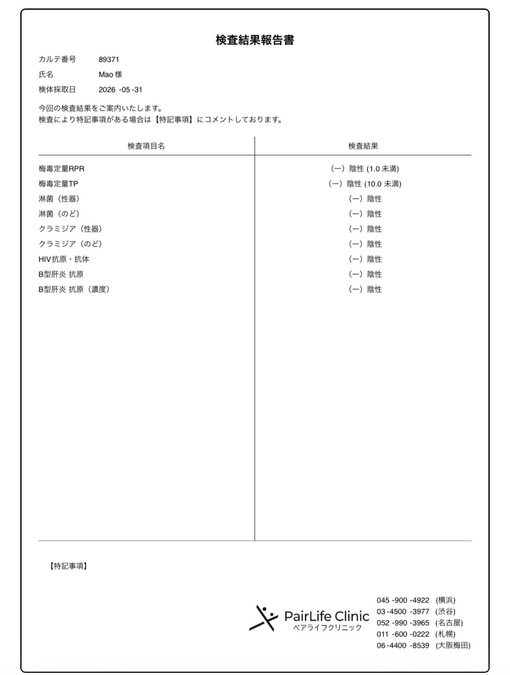 MAO 6月検査結果