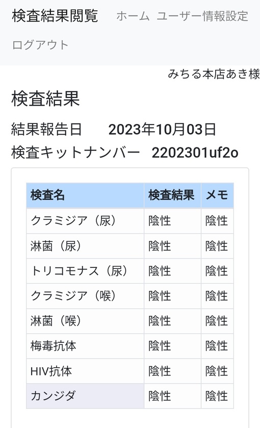 AKI(ｱｷ) 🔵⚪性病検査結果報告🔵⚪