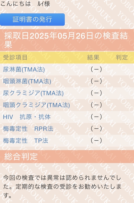 RUI(ﾙｲ) ✨性病検査結果✨